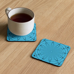 Blue Cork Coaster - Heat Resistant Geometric Pattern - Dipaliz - Coasters