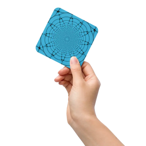Blue Cork Coaster - Heat Resistant Geometric Pattern - Dipaliz - Coasters