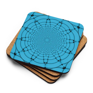 Blue Cork Coaster - Heat Resistant Geometric Pattern - Dipaliz - Coasters