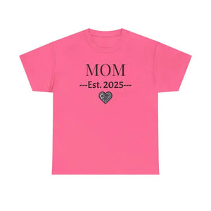 Deluxe T-shirt Mom Established 2025 Heavy Cotton Unisex Tee - Dipaliz - Safety Pink / s - T-shirts
