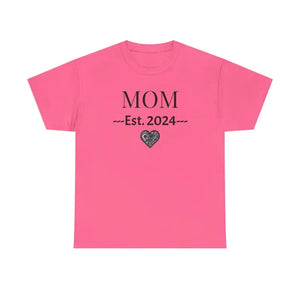 Mom Unisex Heavy Cotton Tee 2024 New Parent Gift - Dipaliz - Safety Pink / s - T-shirts