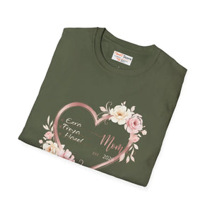Custom Personalized Mom Heart Floral Tee Cotton - Dipaliz - T-shirts - m