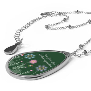 Elegant Wildflower Oval Necklace - Durable Zinc Alloy - Dipaliz - Necklaces