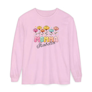 Custom Personalized Long Sleeve Floral Momma Shirt - Dipaliz - T-shirts - m
