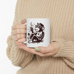 Monkey Coffee Bliss Mug - Vibrant Ceramic Art - Dipaliz - 11oz - Mugs