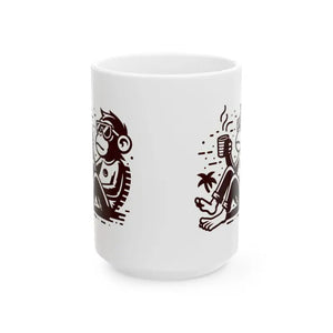 Monkey Coffee Bliss Mug - Vibrant Ceramic Art - Dipaliz - 15oz - Mugs