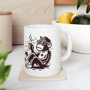 Monkey Coffee Bliss Mug - Vibrant Ceramic Art - Dipaliz - Mugs
