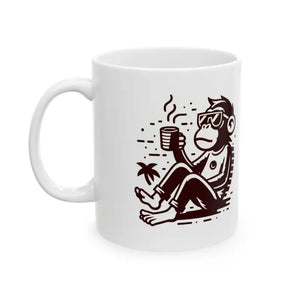Monkey Coffee Bliss Mug - Vibrant Ceramic Art - Dipaliz - Mugs