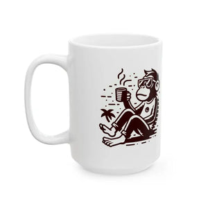 Monkey Coffee Bliss Mug - Vibrant Ceramic Art - Dipaliz - Mugs