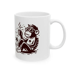 Monkey Coffee Bliss Mug - Vibrant Ceramic Art - Dipaliz - Mugs
