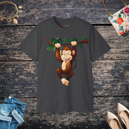 Unisex Ultra Cotton Tee Monkey Design - Classic & Comfy - Dark Heather / s T-shirt