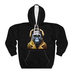 Pullover Hoodie Monkey Wearing Headphones Aop Unisex - Dipaliz - s - Hoodies