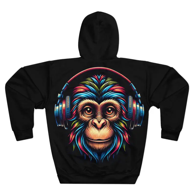 Chill Vibes: Aop Unisex Pullover Hoodie with Monkey Headphones - All Over Prints