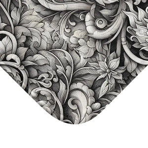 Monochromatic Large Floral Bath Mat Anti-slip Backing - Dipaliz - Mats & Rugs