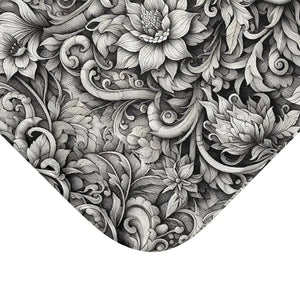 Monochromatic Large Floral Bath Mat Anti-slip Backing - Dipaliz - Mats & Rugs