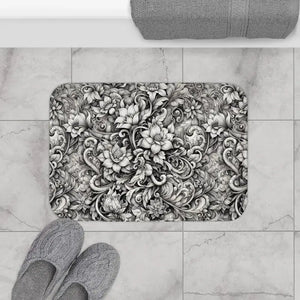 Monochromatic Large Floral Bath Mat Anti-slip Backing - Dipaliz - Mats & Rugs