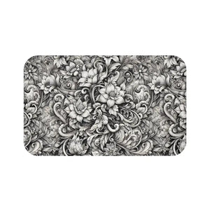 Monochromatic Large Floral Bath Mat Anti-slip Backing - Dipaliz - Mats & Rugs