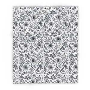 Monochrome Floral Arctic Fleece – Warm Throw - Dipaliz - Blankets