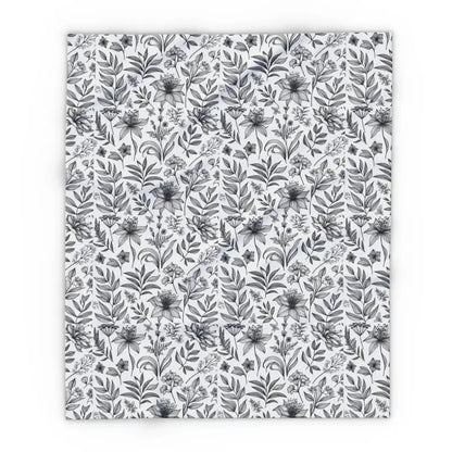 Cozy Up with a Monochrome Floral Arctic Fleece Blanket - 50’’ × 60’’ Home Decor