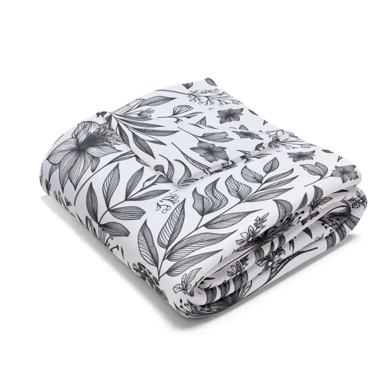 Cozy Up with a Monochrome Floral Arctic Fleece Blanket - Home Decor