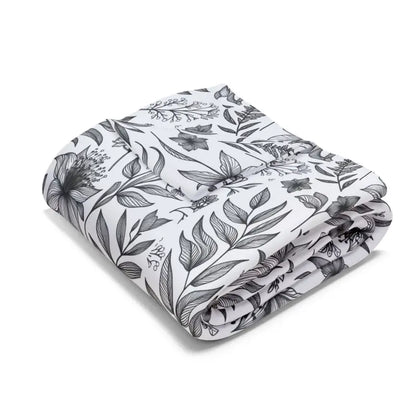 Cozy Up with a Monochrome Floral Arctic Fleece Blanket - Home Decor