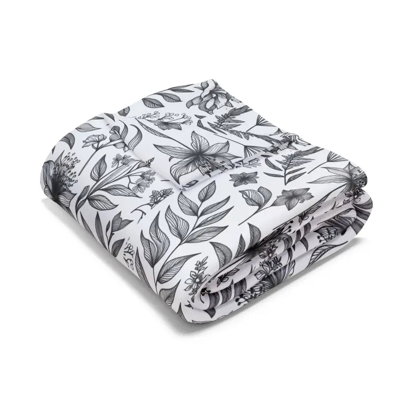 Cozy Up with a Monochrome Floral Arctic Fleece Blanket - Home Decor