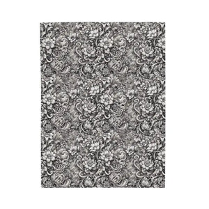 Velveteen Plush Blanket - Monochrome Floral Pattern - Dipaliz - 30’’ × 40’’ - Blankets