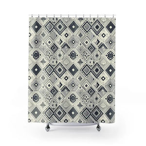 Monochrome Geometric Shower Curtain - Bold Bathroom Decor - Dipaliz - 71’’ × 74’’ - Home
