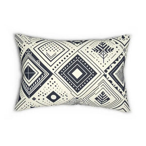 Home Decor - Monochrome Geometric Spun Polyester Lumbar Pillow - Dipaliz 20’’ × 14’’