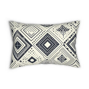 Home Decor - Monochrome Geometric Spun Polyester Lumbar Pillow - Dipaliz 20’’ × 14’’