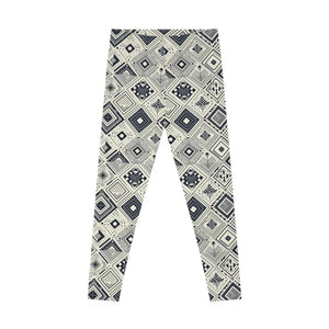Monochrome Geometric Stretchy Leggings - Active Wear - Dipaliz