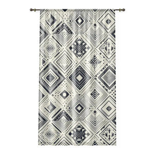 Geometric Curtains Monochrome Pattern Window Decor - Dipaliz - Sheer / White / 50’’ × 84’’