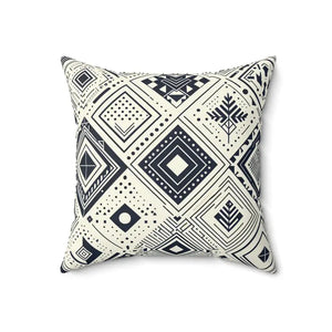 Monochrome Geometric Polyester Pillow - Square Spun Design - Dipaliz - Throw Pillows