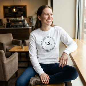 Personalized Monogram Wreath Long Sleeve Tee - Dipaliz - T-shirts