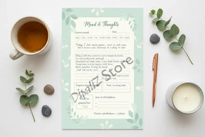 Digital Downloads - Thoughts Journal Printable - Daily Mood Tracker - Dipaliz