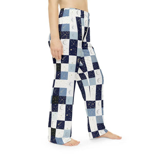 Moon Patchwork Pajama Pants, Women’s Cozy Sleepwear - Pajamas