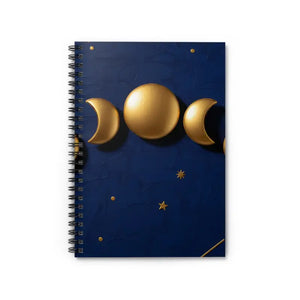 Moon Phase Spiral Notebook - Gold Celestial Ruled Journal - Dipaliz - one Size - Paper Products