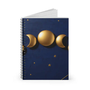 Moon Phase Spiral Notebook - Gold Celestial Ruled Journal - Dipaliz - one Size - Paper Products