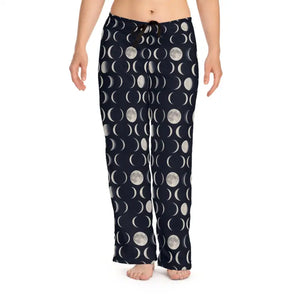All-over Moon Phase Women’s Pajama Pants - Celestial Comfort - Dipaliz - Xs / White Stitching - Pajamas