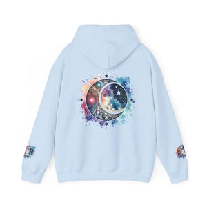 Moon Phases Hooded Sweatshirt - Stars Night Sky Design - Dipaliz - Sweatshirts