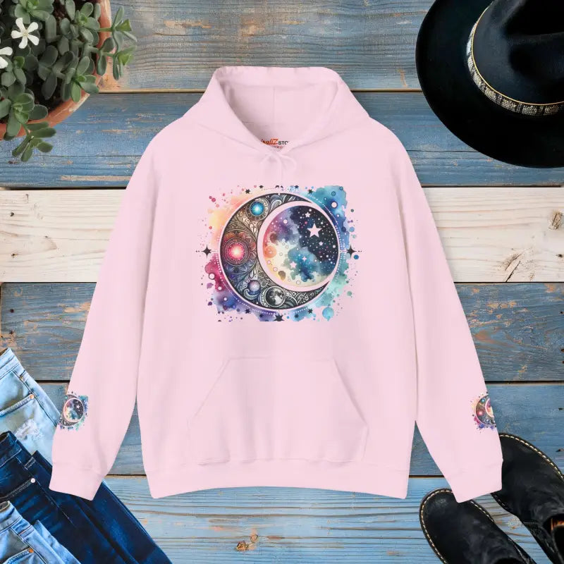 Celestial Cosmic Patterns Unisex Heavy Blend™ Hoodie - Light Pink / s