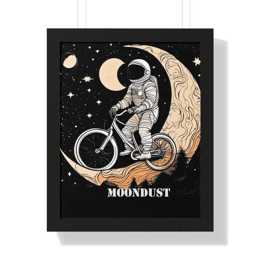 Moon Riding Vertical Framed Poster: Space Odyssey Art - 16″ x 20″ / Black Poster