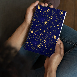 Celestial Moon Stars Design Spiral Notebook - Dipaliz - Journals