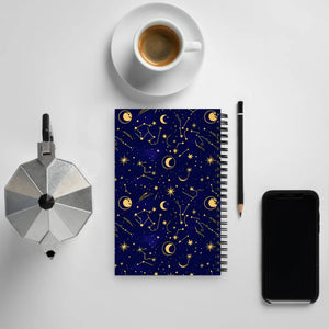 Celestial Moon Stars Design Spiral Notebook - Dipaliz - Journals