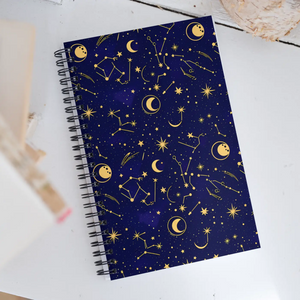 Celestial Moon Stars Design Spiral Notebook - Dipaliz - Journals