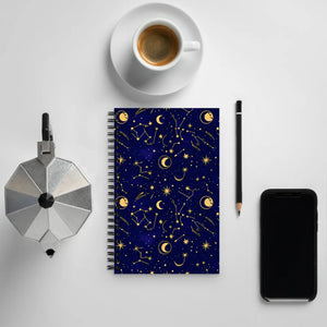 Celestial Moon Stars Design Spiral Notebook - Dipaliz - Journals