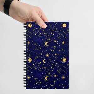 Celestial Moon Stars Design Spiral Notebook - Dipaliz - Journals