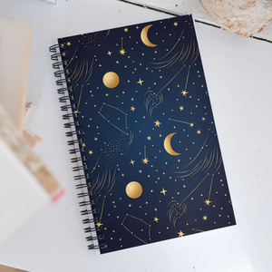Moon Stars Shimmer Spiral Notebook - Inspiration Journal - Dipaliz - Journals