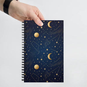 Moon Stars Shimmer Spiral Notebook - Inspiration Journal - Dipaliz - Journals