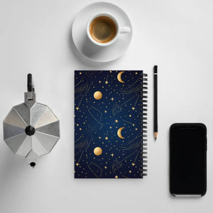 Moon Stars Shimmer Spiral Notebook - Inspiration Journal - Dipaliz - Journals